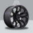 Pickup Attitude - Black Alloy Car Wheel with a Multi-spoke Design Set Against a Gray Backdrop.